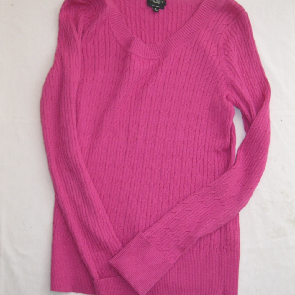 Talbots Cable Knit Raspberry Pullover Nwot, Sz S - image 2